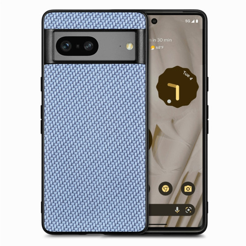 Google Pixel 7 Carbon Fiber Texture Leather Back Cover Phone Case - Blue