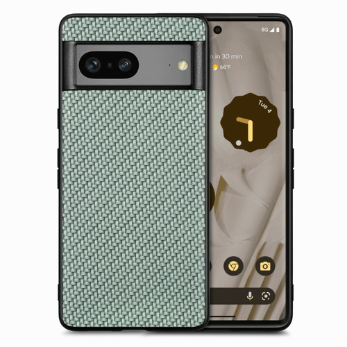 Google Pixel 7 Carbon Fiber Texture Leather Back Cover Phone Case - Green