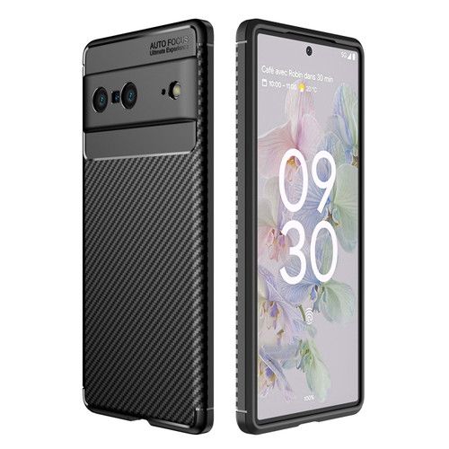 Google Pixel 7 Carbon Fiber Texture Shockproof TPU Phone Case - Black