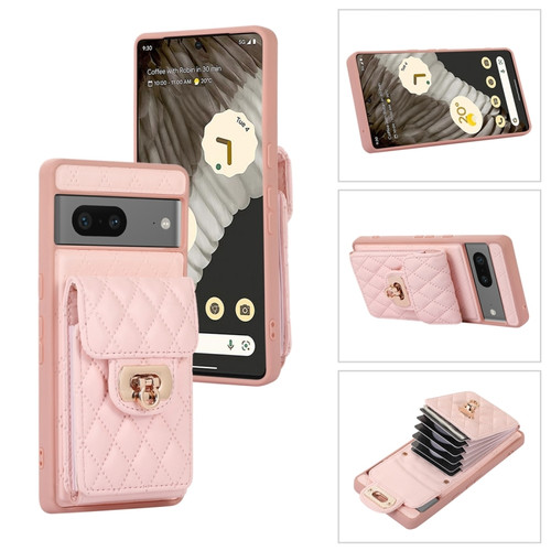 Google Pixel 7 Card Slot Leather Phone Case - Pink