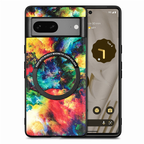 Google Pixel 7 Colored Drawing Leather Back Cover Magsafe Phone Case - Colorful Cloud