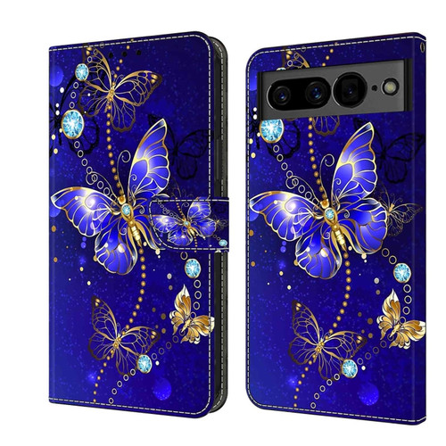Google Pixel 7 Crystal 3D Shockproof Protective Leather Phone Case - Diamond Butterfly