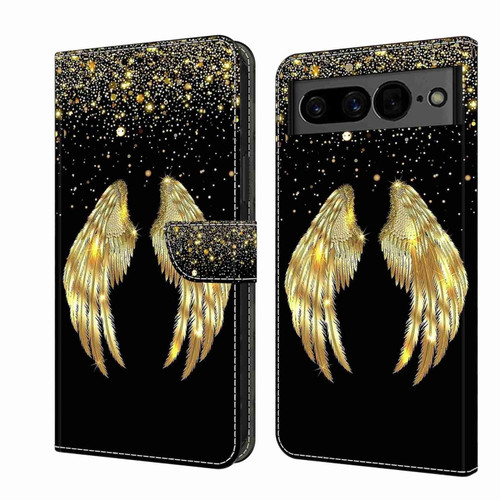 Google Pixel 7 Crystal 3D Shockproof Protective Leather Phone Case - Golden Wings