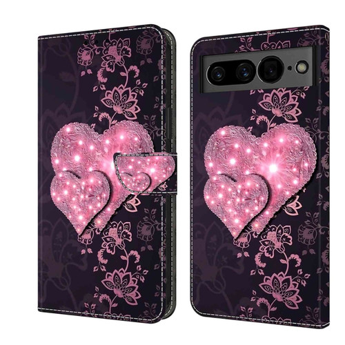 Google Pixel 7 Crystal 3D Shockproof Protective Leather Phone Case - Lace Love