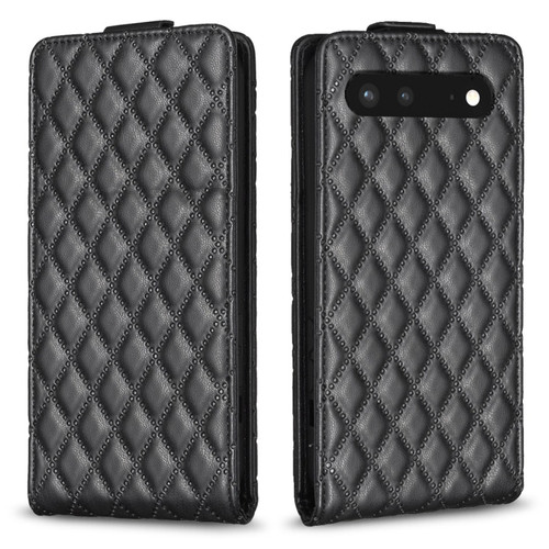 Google Pixel 7 Diamond Lattice Vertical Flip Leather Phone Case - Black