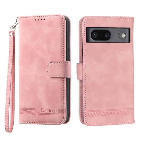 Google Pixel 7 Dierfeng Dream Line TPU + PU Leather Phone Case - Pink