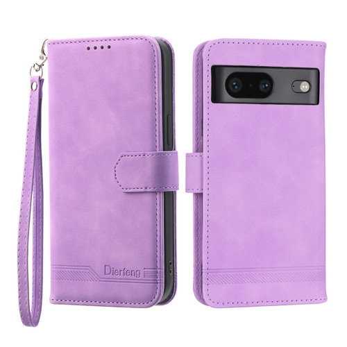 Google Pixel 7 Dierfeng Dream Line TPU + PU Leather Phone Case - Purple