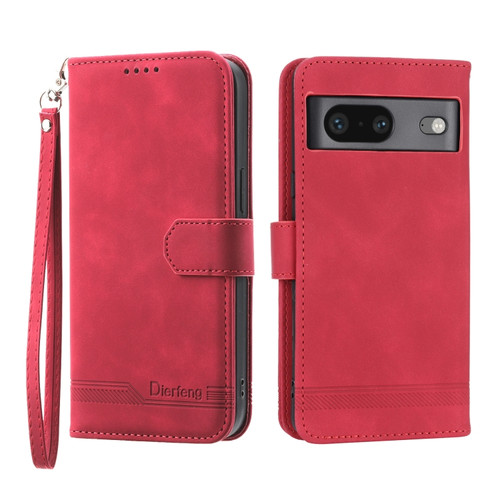 Google Pixel 7 Dierfeng Dream Line TPU + PU Leather Phone Case - Red