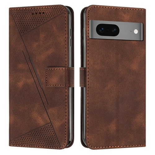Google Pixel 7 Dream Triangle Leather Phone Case with Lanyard - Brown