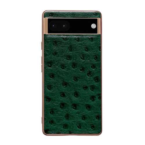 Google Pixel 7 Genuine Leather Ostrich Texture Nano Electroplating Phone Case - Green