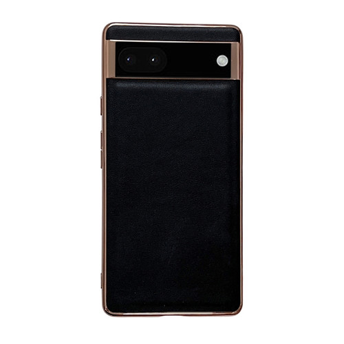 Google Pixel 7 Genuine Leather Xiaoya Series Nano Electroplating Phone Case - Black