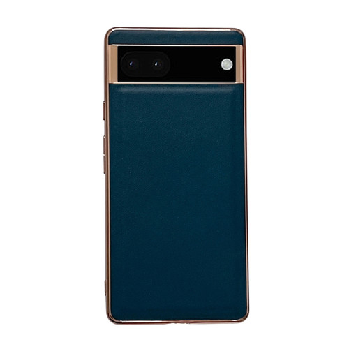 Google Pixel 7 Genuine Leather Xiaoya Series Nano Electroplating Phone Case - Dark Green