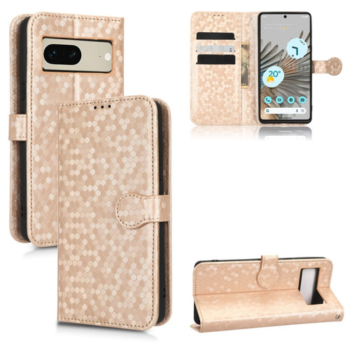 Google Pixel 7 Honeycomb Dot Texture Leather Phone Case - Gold
