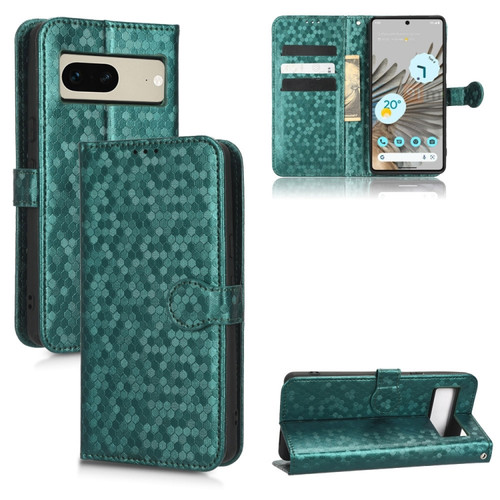 Google Pixel 7 Honeycomb Dot Texture Leather Phone Case - Green