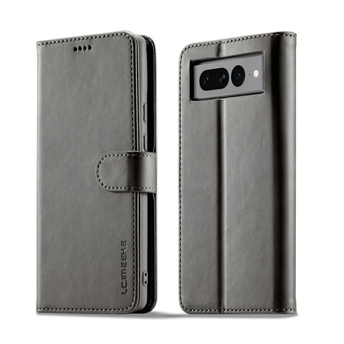 Google Pixel 7 LC.IMEEKE Calf Texture Horizontal Flip Leather Case - Grey