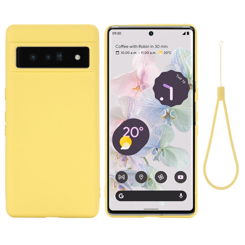 Google Pixel 7 Pure Color Liquid Silicone Shockproof Phone Case - Yellow