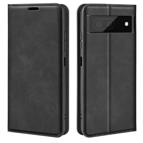 Google Pixel 7 Retro-skin Magnetic Suction Leather Phone Case - Black