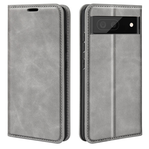 Google Pixel 7 Retro-skin Magnetic Suction Leather Phone Case - Grey