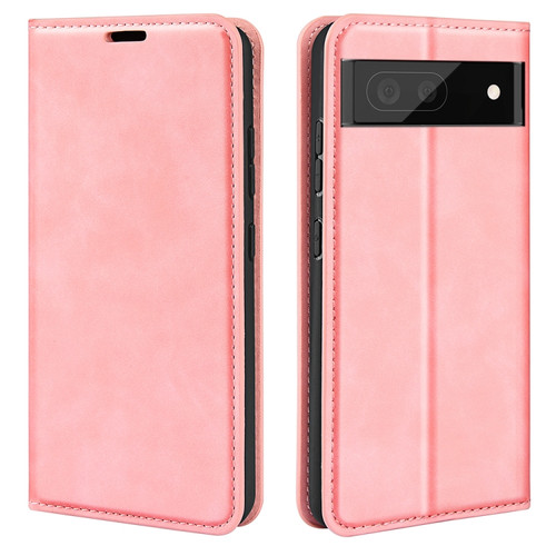 Google Pixel 7 Retro-skin Magnetic Suction Leather Phone Case - Pink