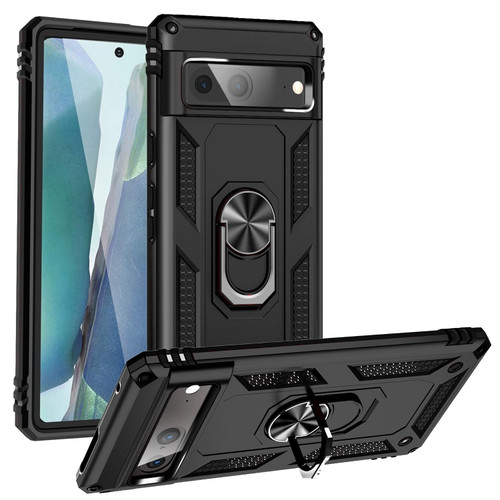 Google Pixel 7 Shockproof TPU + PC Phone Case with Holder - Black