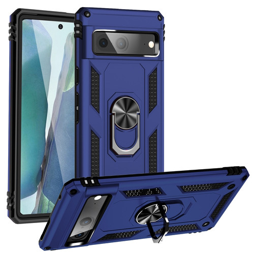 Google Pixel 7 Shockproof TPU + PC Phone Case with Holder - Blue