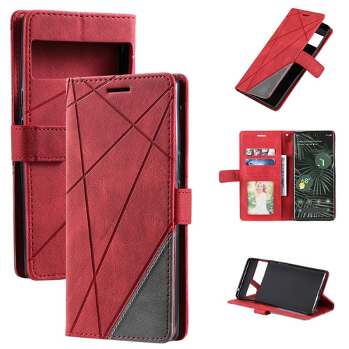 Google Pixel 7 Skin Feel Splicing Leather Phone Case - Red