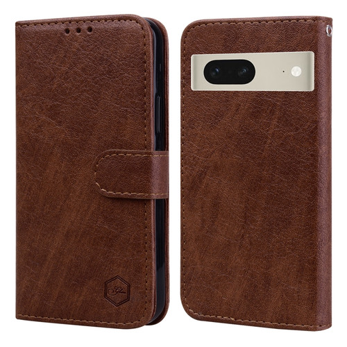 Google Pixel 7 Skin Feeling Oil Leather Texture PU + TPU Phone Case - Brown
