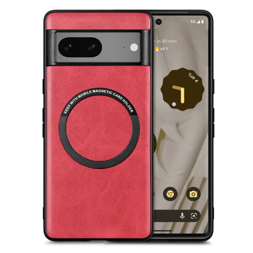 Google Pixel 7 Solid Color Leather Skin Back Cover Phone Case - Red