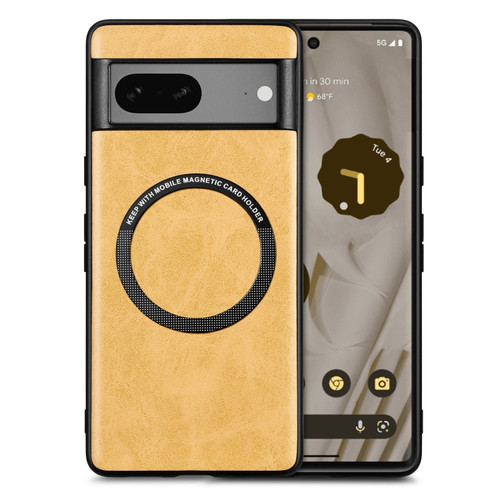 Google Pixel 7 Solid Color Leather Skin Back Cover Phone Case - Yellow