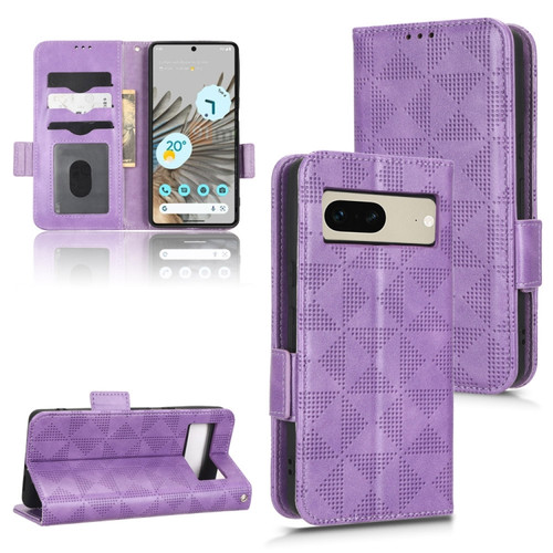 Google Pixel 7 Symmetrical Triangle Leather Phone Case - Purple