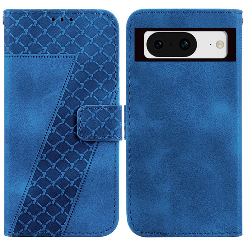Google Pixel 8 7-shaped Embossed Leather Phone Case - Blue