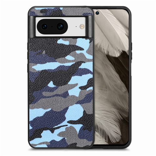 Google Pixel 8 Camouflage Leather Back Cover Phone Case - Blue