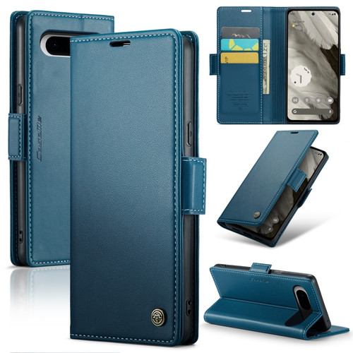 Google Pixel 8 CaseMe 023 Butterfly Buckle Litchi Texture RFID Anti-theft Leather Phone Case - Blue