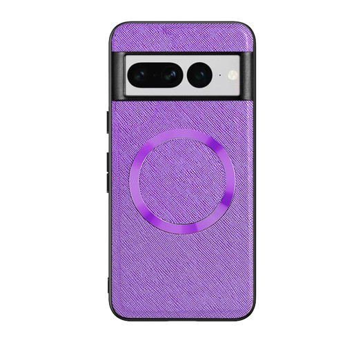 Google Pixel 8 CD Magnetic Ring Magsafe Cross Texture Phone Case - Purple