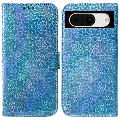 Google Pixel 8 Colorful Magnetic Buckle Leather Phone Case - Blue