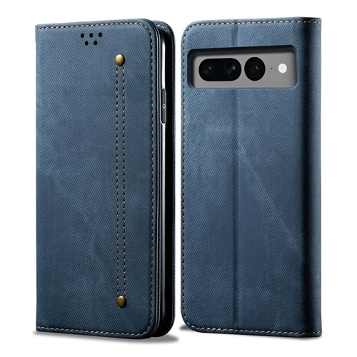 Google Pixel 8 Denim Texture Casual Style Horizontal Flip Leather Case - Blue