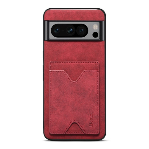 Google Pixel 8 Denior PU Back Cover Card Slot Holder Phone Case - Red