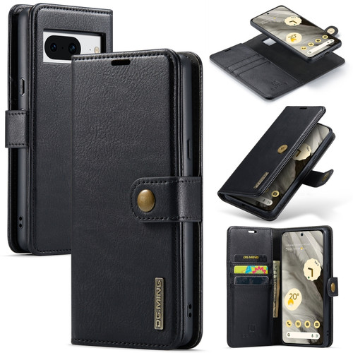 Google Pixel 8 DG.MING Crazy Horse Texture Detachable Magnetic Leather Phone Case - Black
