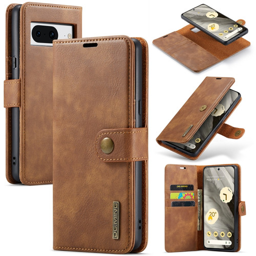 Google Pixel 8 DG.MING Crazy Horse Texture Detachable Magnetic Leather Phone Case - Brown