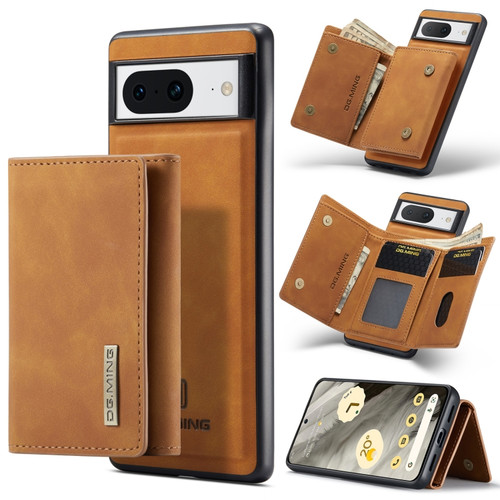 Google Pixel 8 DG.MING M1 Series 3-Fold Multi Card Wallet + Magnetic Phone Case - Brown