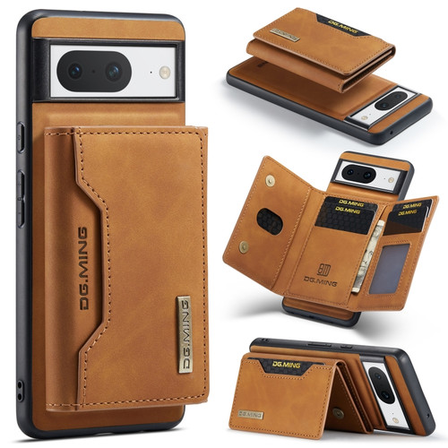 Google Pixel 8 DG.MING M2 Series 3-Fold Multi Card Bag + Magnetic Phone Case - Brown