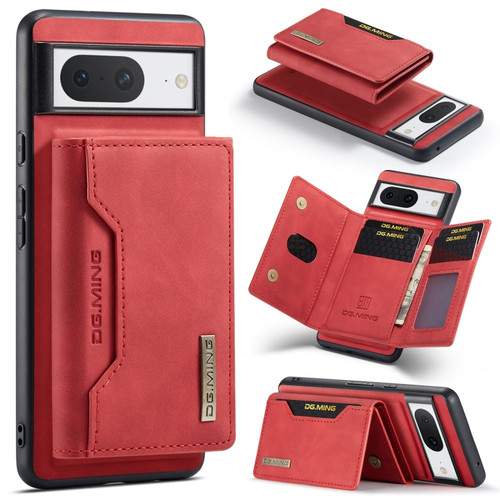 Google Pixel 8 DG.MING M2 Series 3-Fold Multi Card Bag + Magnetic Phone Case - Red
