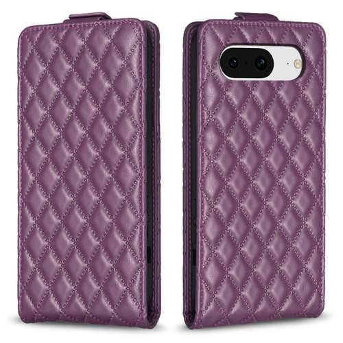 Google Pixel 8 Diamond Lattice Vertical Flip Leather Phone Case - Dark Purple