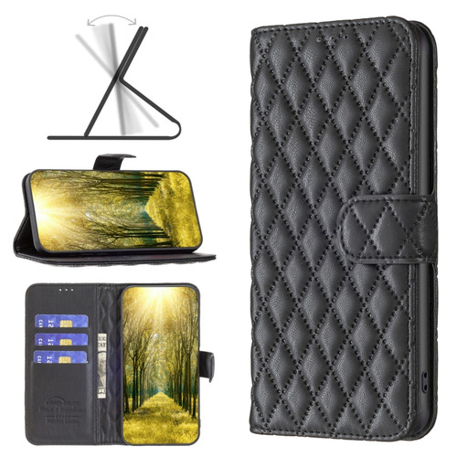 Google Pixel 8 Diamond Lattice Wallet Leather Flip Phone Case - Black
