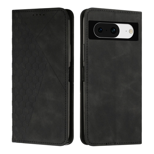 Google Pixel 8 Diamond Pattern Skin Feel Magnetic Leather Phone Case - Black