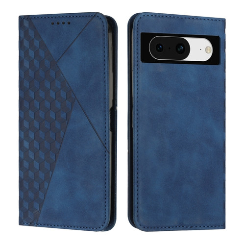 Google Pixel 8 Diamond Pattern Skin Feel Magnetic Leather Phone Case - Blue