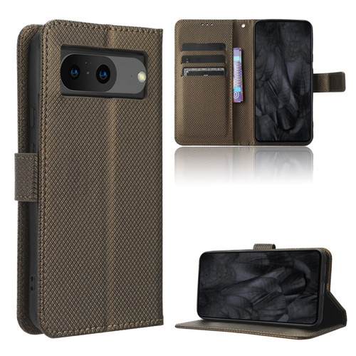 Google Pixel 8 Diamond Texture Leather Phone Case - Brown