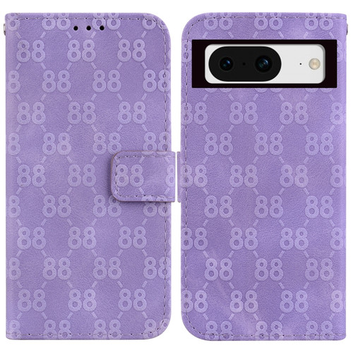 Google Pixel 8 Double 8-shaped Embossed Leather Phone Case - Purple