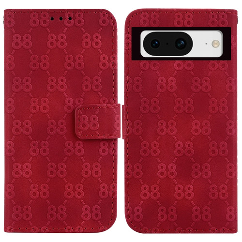 Google Pixel 8 Double 8-shaped Embossed Leather Phone Case - Red