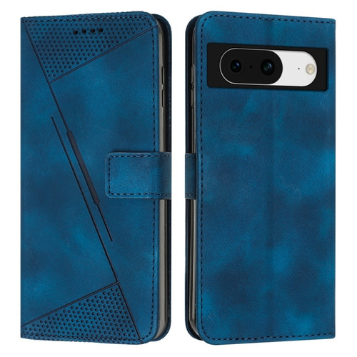 Google Pixel 8 Dream Triangle Leather Phone Case with Lanyard - Blue